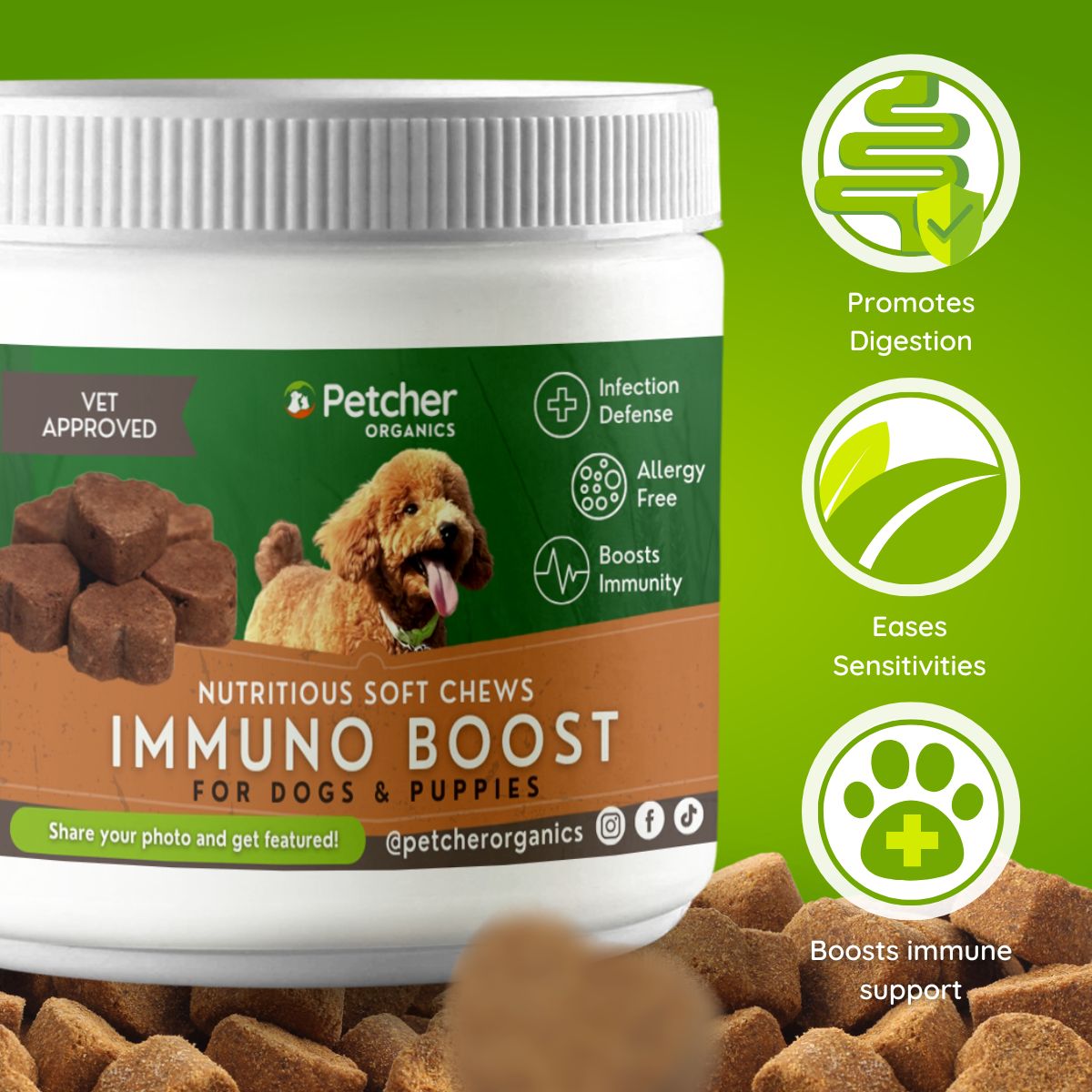 Petcher Bundle of 2 Soft Chews 300g Dog Treats for Immuno Boost and Joint Care