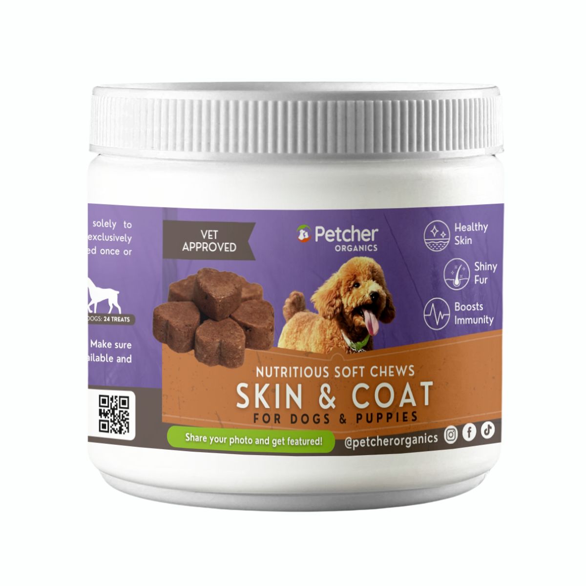 Petcher Bundle of 2 Soft Chews 300g Dog Treats for Skin Coat Care and Immuno Boost