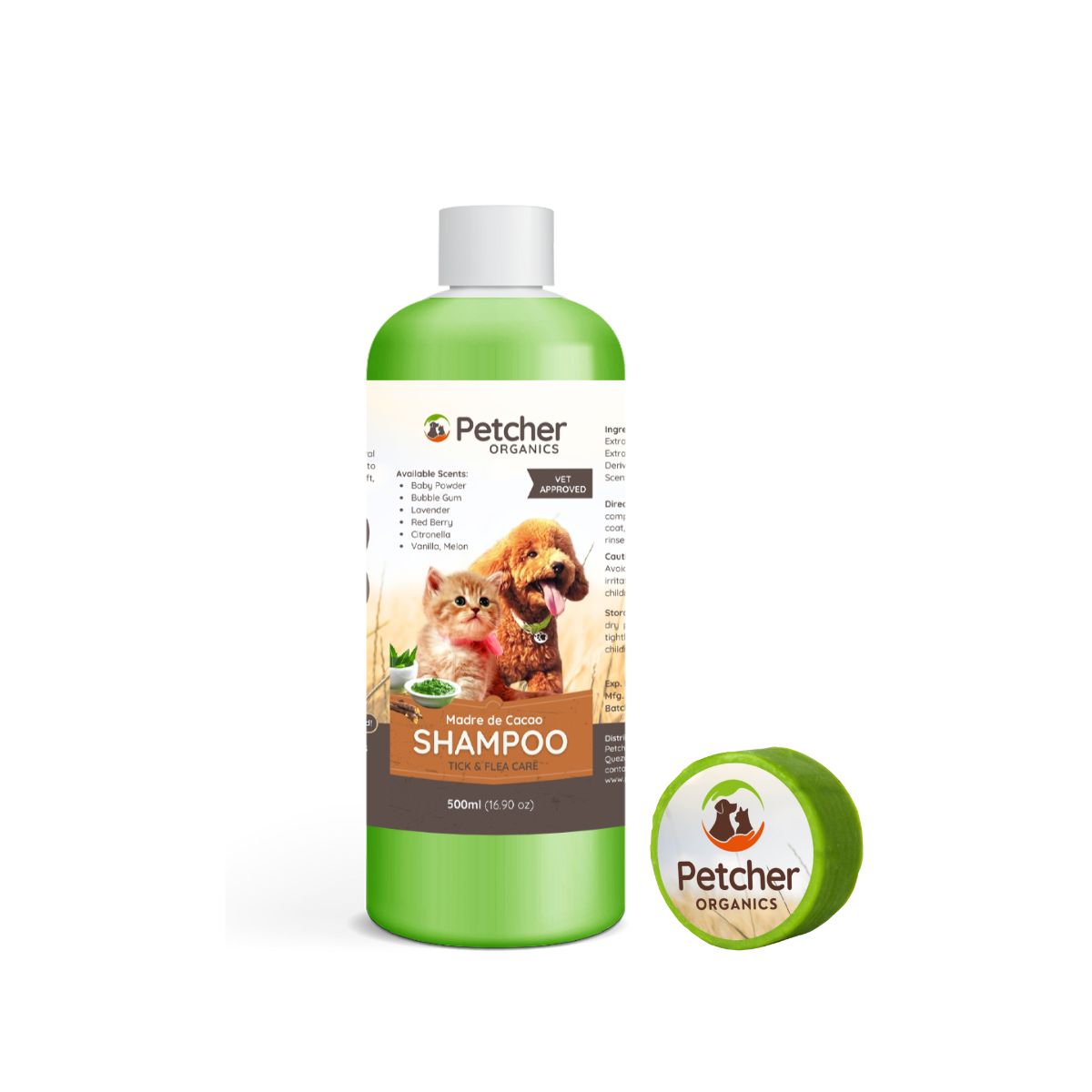 Petcher Madre de Cacao 1 Gallon 1 Liter 500ml Tick and Flea Pet Shampoo