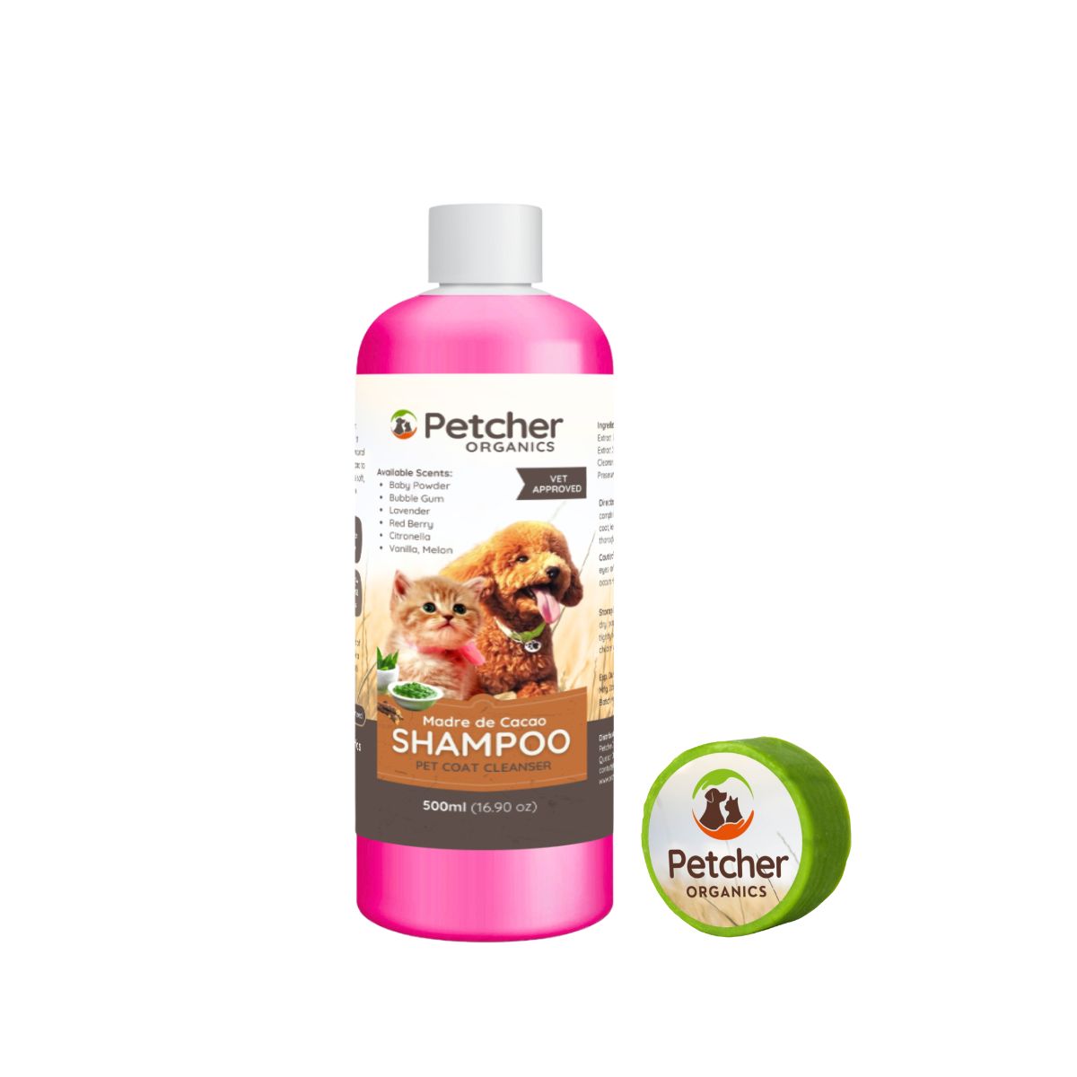 Petcher Madre de Cacao 1 Gallon 1 Liter 500ml Tick and Flea Pet Shampoo