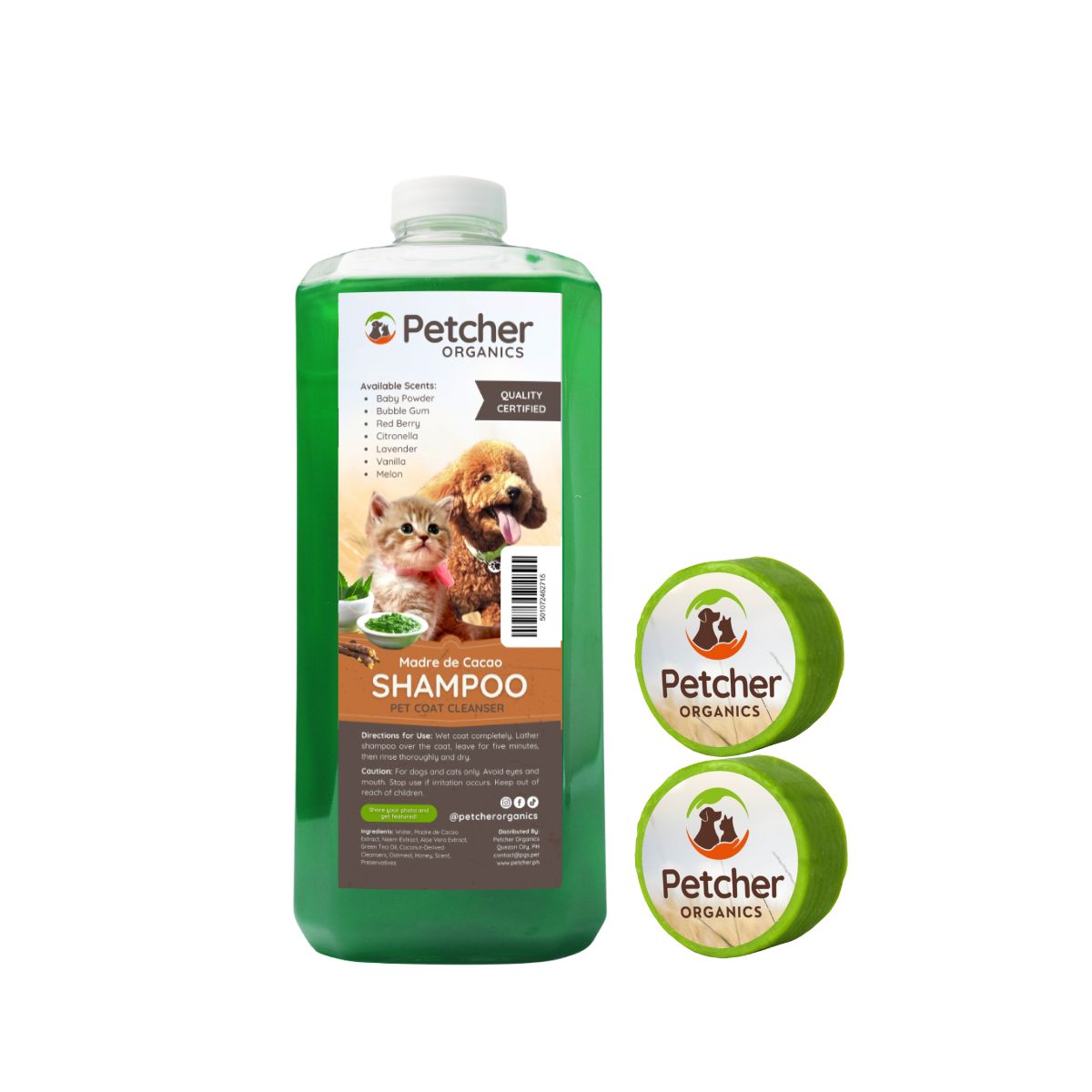Petcher Madre de Cacao 1 Gallon 1 Liter 500ml Tick and Flea Pet Shampoo