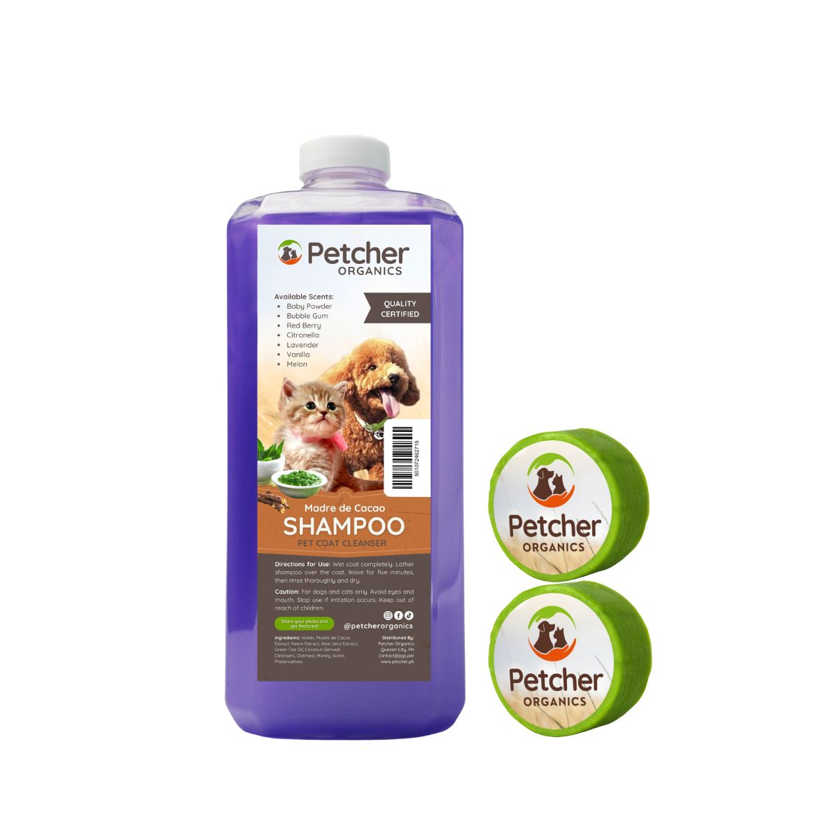 Petcher Madre de Cacao 1 Gallon 1 Liter 500ml Tick and Flea Pet Shampoo