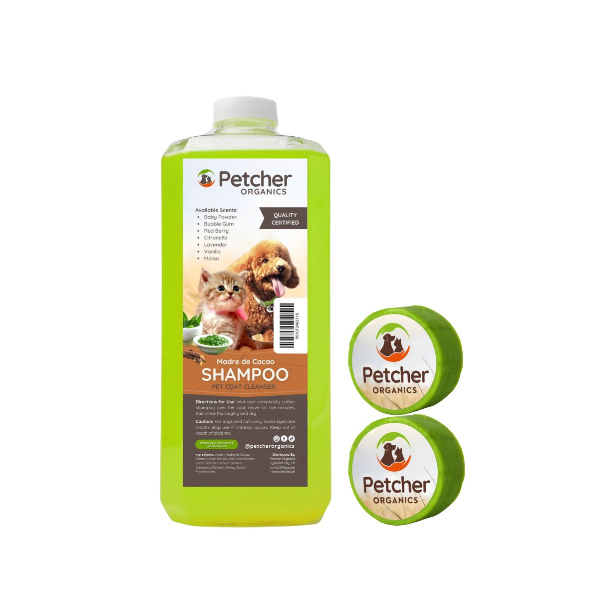 Petcher Madre de Cacao 1 Gallon 1 Liter 500ml Tick and Flea Pet Shampoo