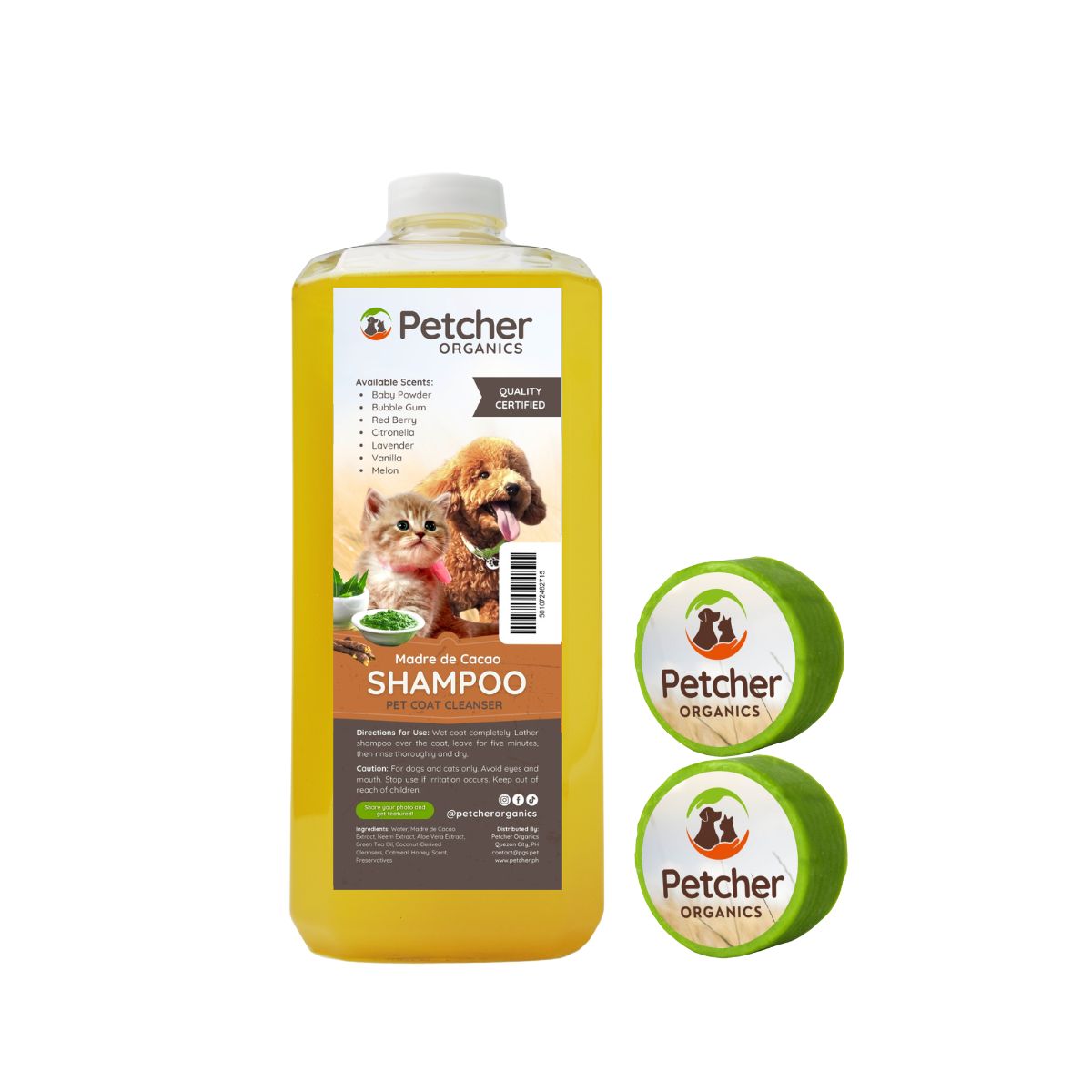 Petcher Madre de Cacao 1 Gallon 1 Liter 500ml Tick and Flea Pet Shampoo
