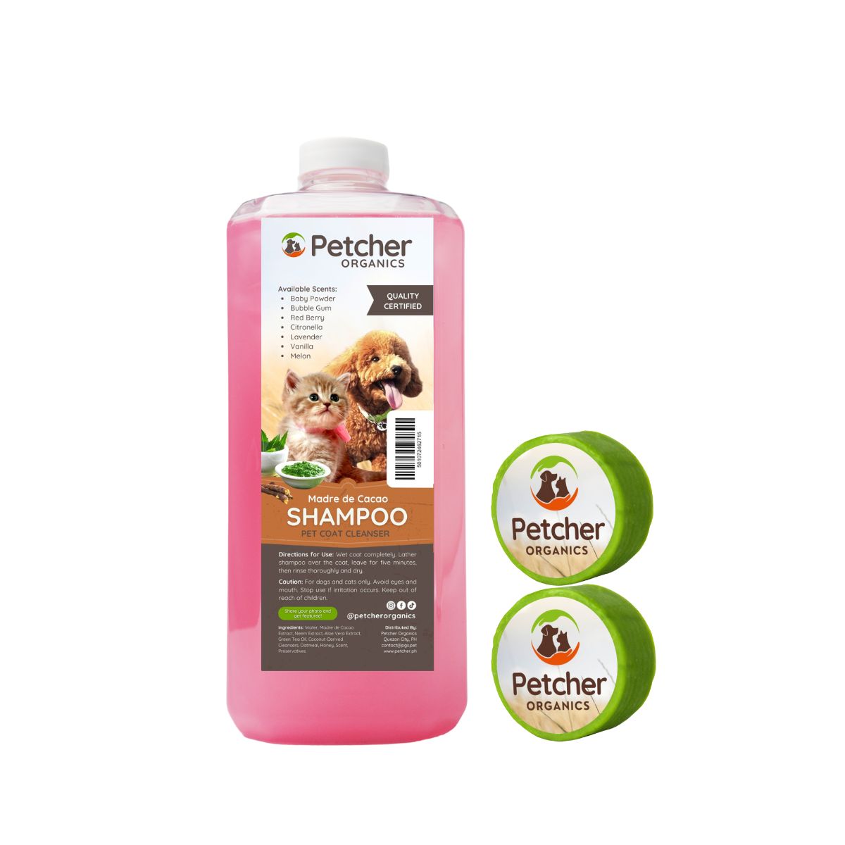 Petcher Madre de Cacao 1 Gallon 1 Liter 500ml Tick and Flea Pet Shampoo