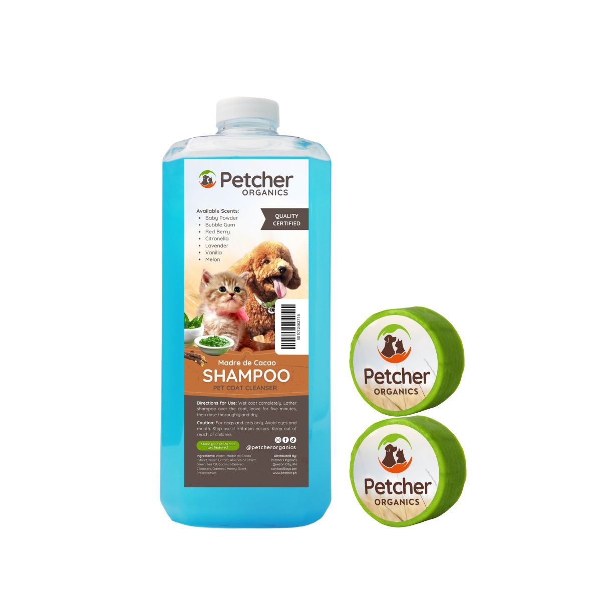 Petcher Madre de Cacao 1 Gallon 1 Liter 500ml Tick and Flea Pet Shampoo
