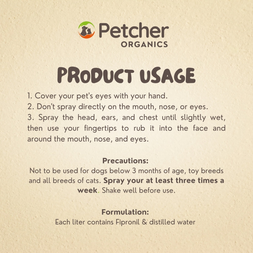 Petcher Tick and Flea Spray 250ml for Dogs and Cats