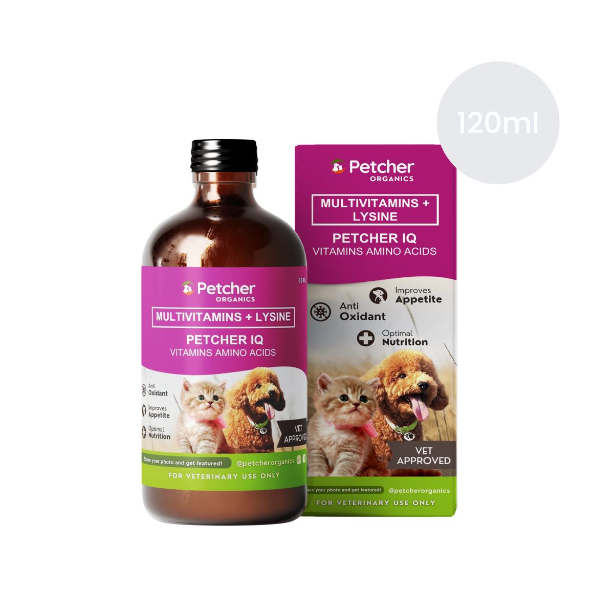 Petcher IQ Multivitamins Plus Lysine Syrup for Dogs and Cats