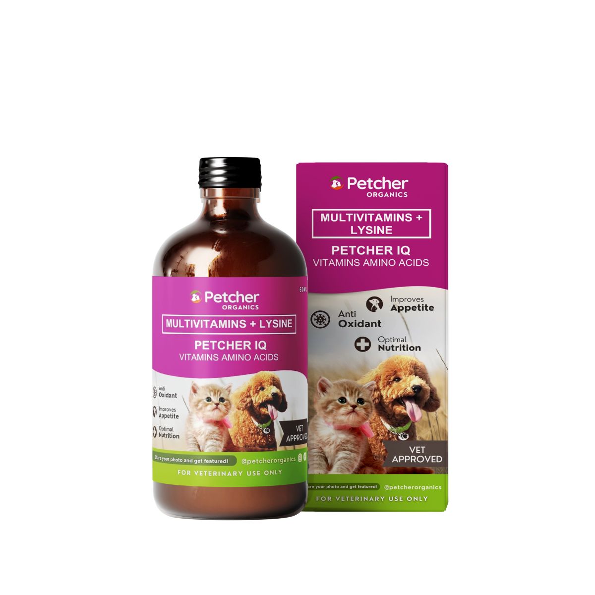 Petcher IQ Multivitamins Plus Lysine Syrup for Dogs and Cats