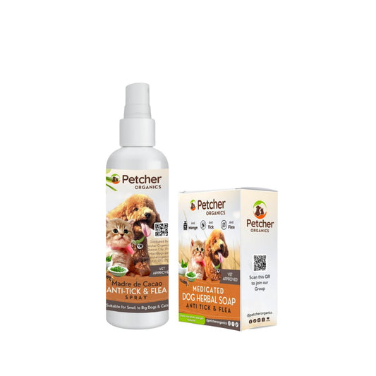 Petcher Tick and Flea Care Bundle Pet Spray 250ml with Herbal Soap