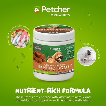 Petcher Bundle of 2 Soft Chews 300g Dog Treats for Skin Coat Care and Immuno Boost