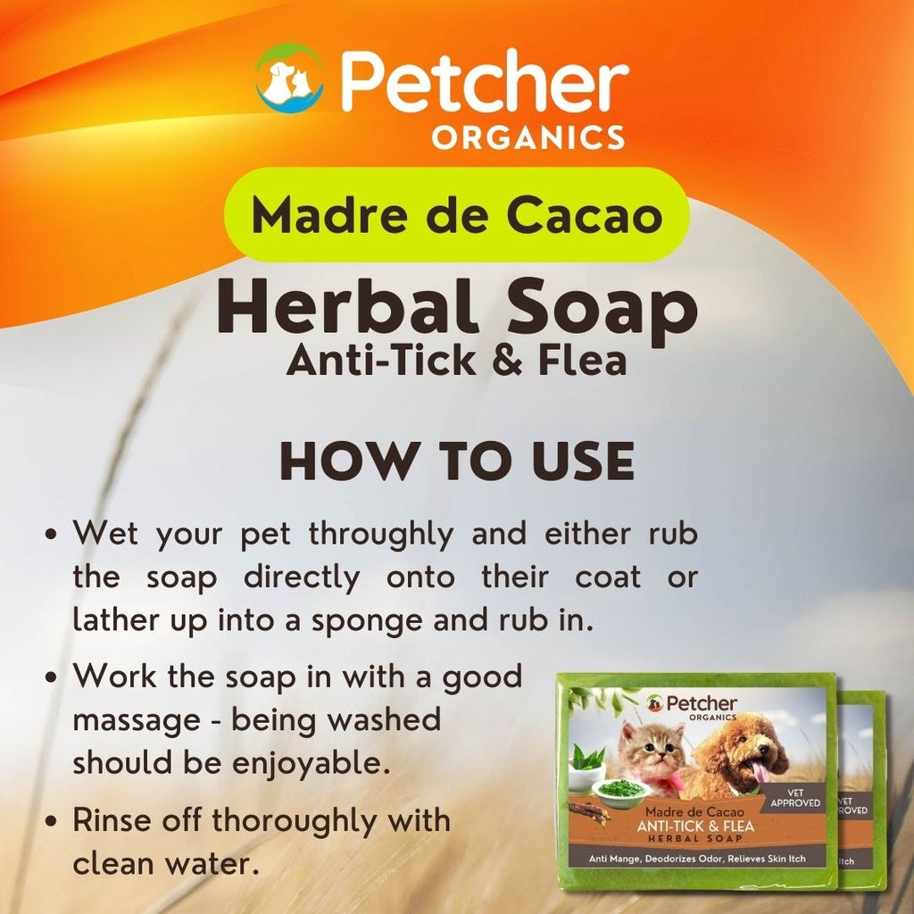 Petcher Madre De Cacao Herbal Soap Tick and Flea Care for Dogs and Cats