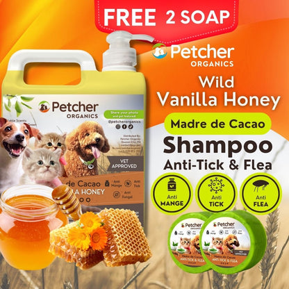 Petcher Wild Vanilla Honey Pet Shampoo 1 Liter for Dogs and Cats