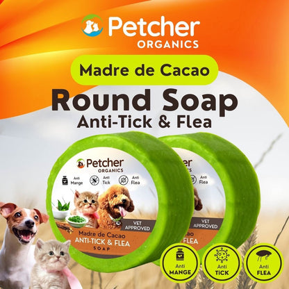 Petcher Madre De Cacao Round Soap 50g Tick and Flea Care for Dog and Cat