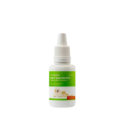 Petcher Pet Ear Drops 20ml Ear Mites and Itching Treatment for Dogs and Cats