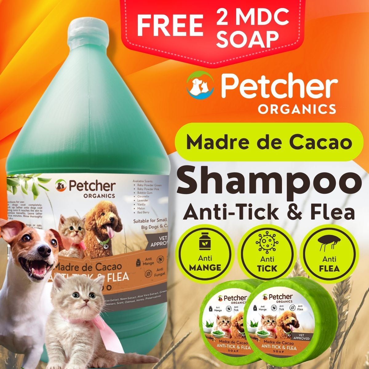 Petcher Madre De Cacao Tick And Flea Shampoo for Dogs and Cats