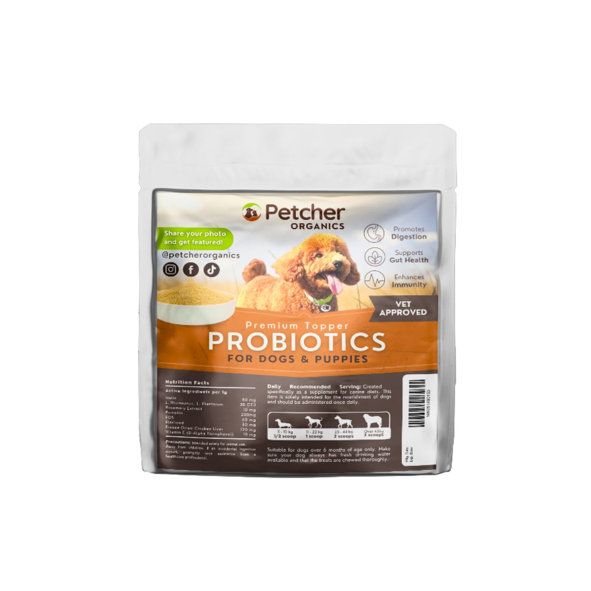 Petcher Probiotic Powder 30g Meal Topper for Dogs