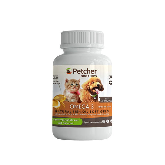 Petcher Omega 3 Fish Oil 100 Soft Gels for Dogs and Cats