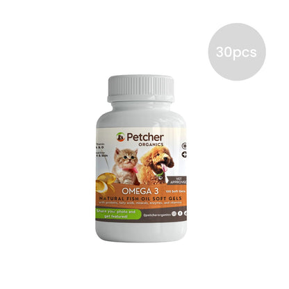 Petcher Omega 3 Fish Oil 100 Soft Gels for Dogs and Cats