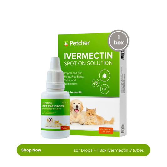 Petcher Ear Mite Bundle Tick and Flea Care Dewormer Spot On