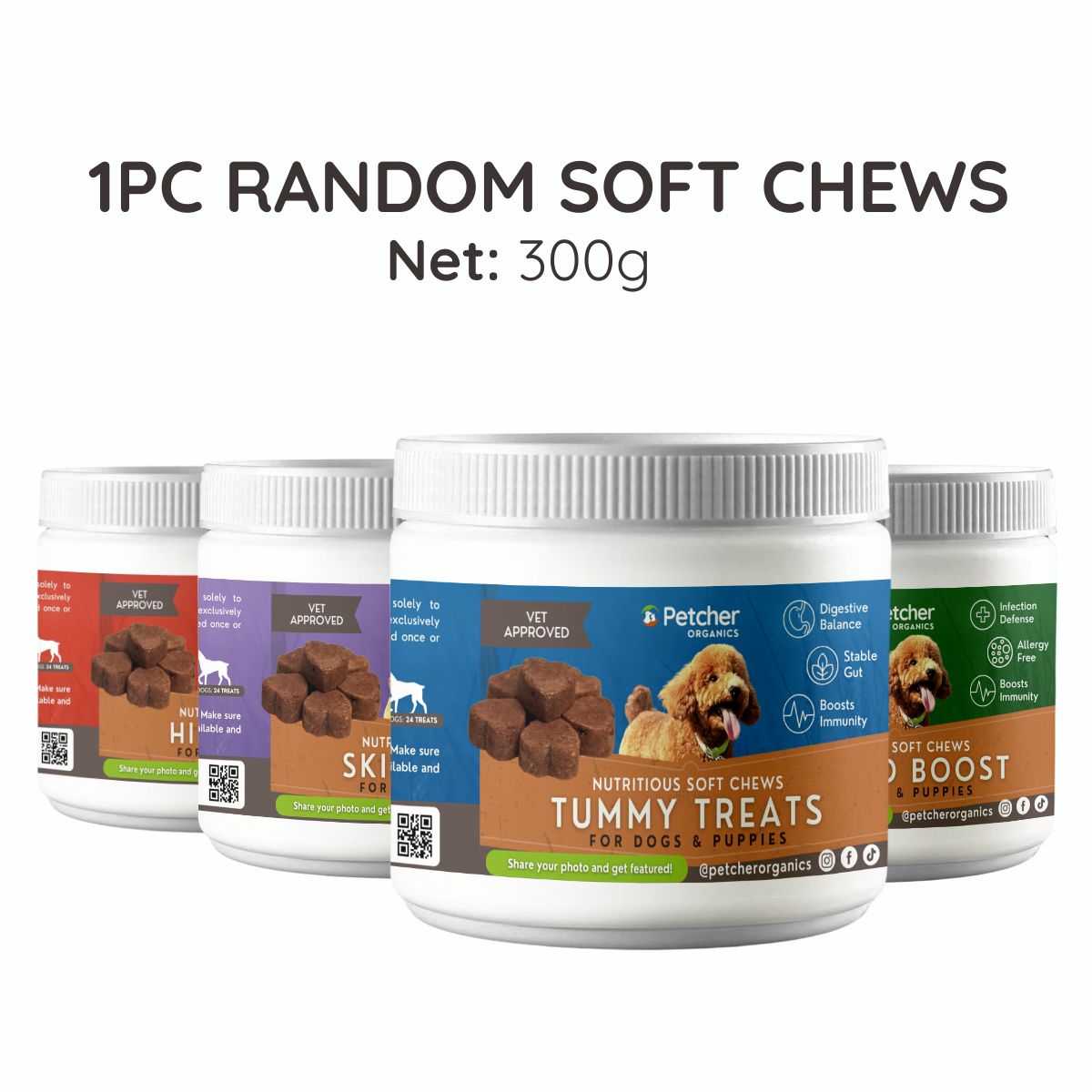 Petcher Happy Tummy Soft Chews 300g Dog Treats for All Breeds