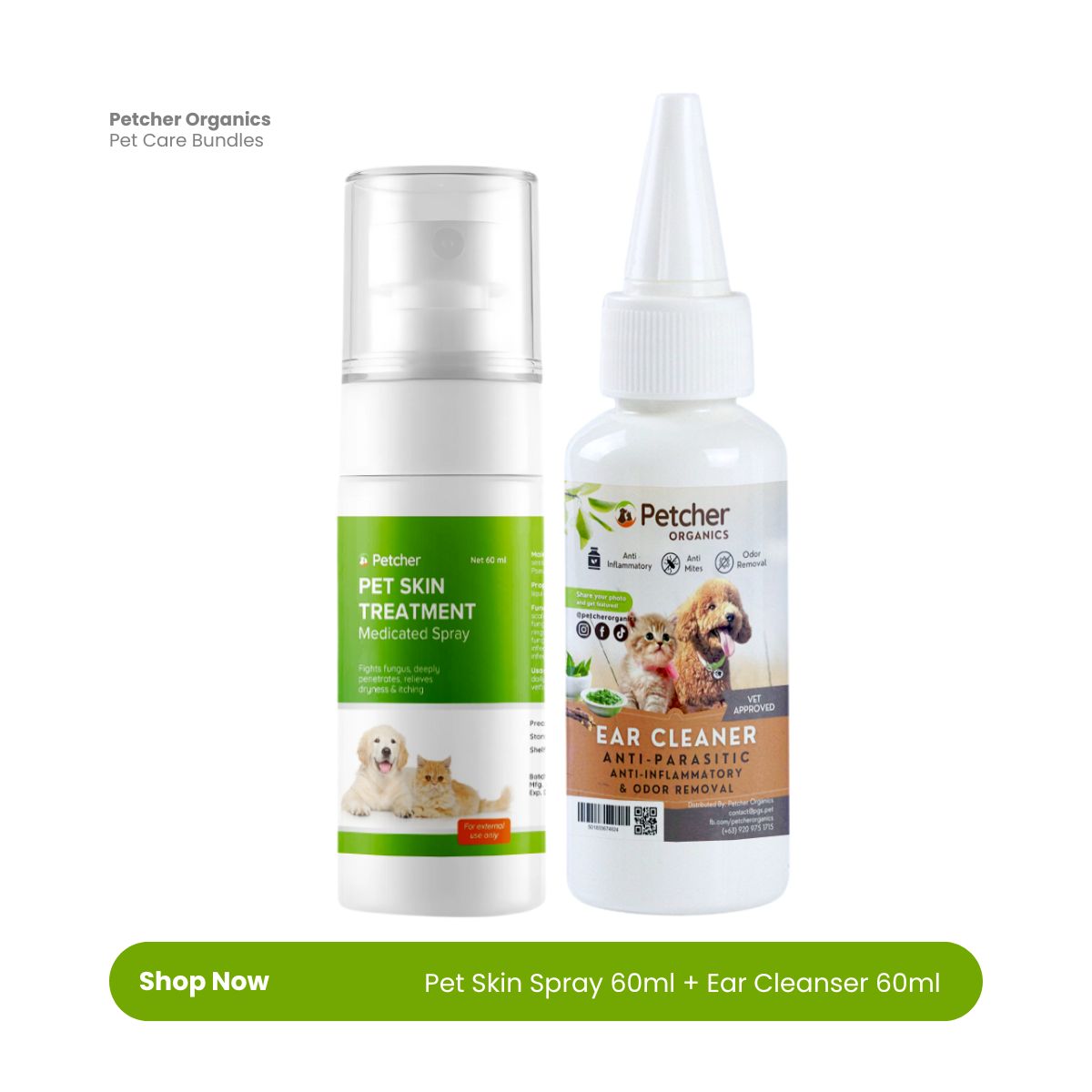 Petcher Multifunctional Bundle Ear & Skin Treatment Spray for Dogs and Cats