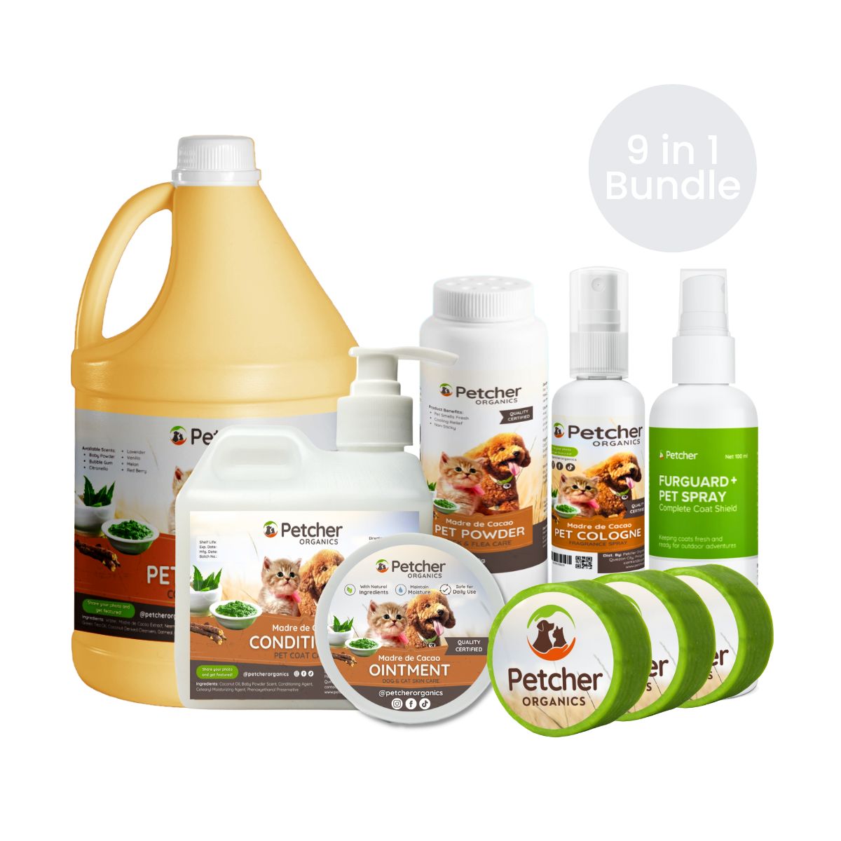 Petcher 9-in-1 Madre De Cacao Pet Bundle Tick and Flea Care for Dogs and Cats