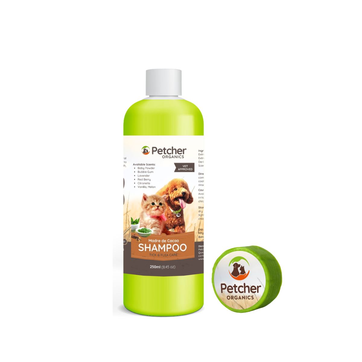 Petcher Madre De Cacao 1 Liter 500ml 250ml Tick and Flea Pet Shampoo