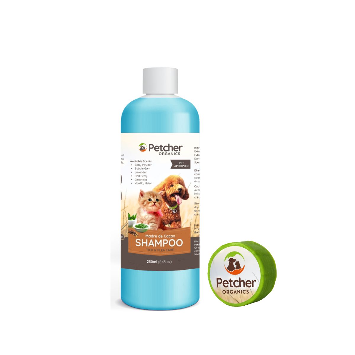 Petcher Madre De Cacao 1 Liter 500ml 250ml Tick and Flea Pet Shampoo