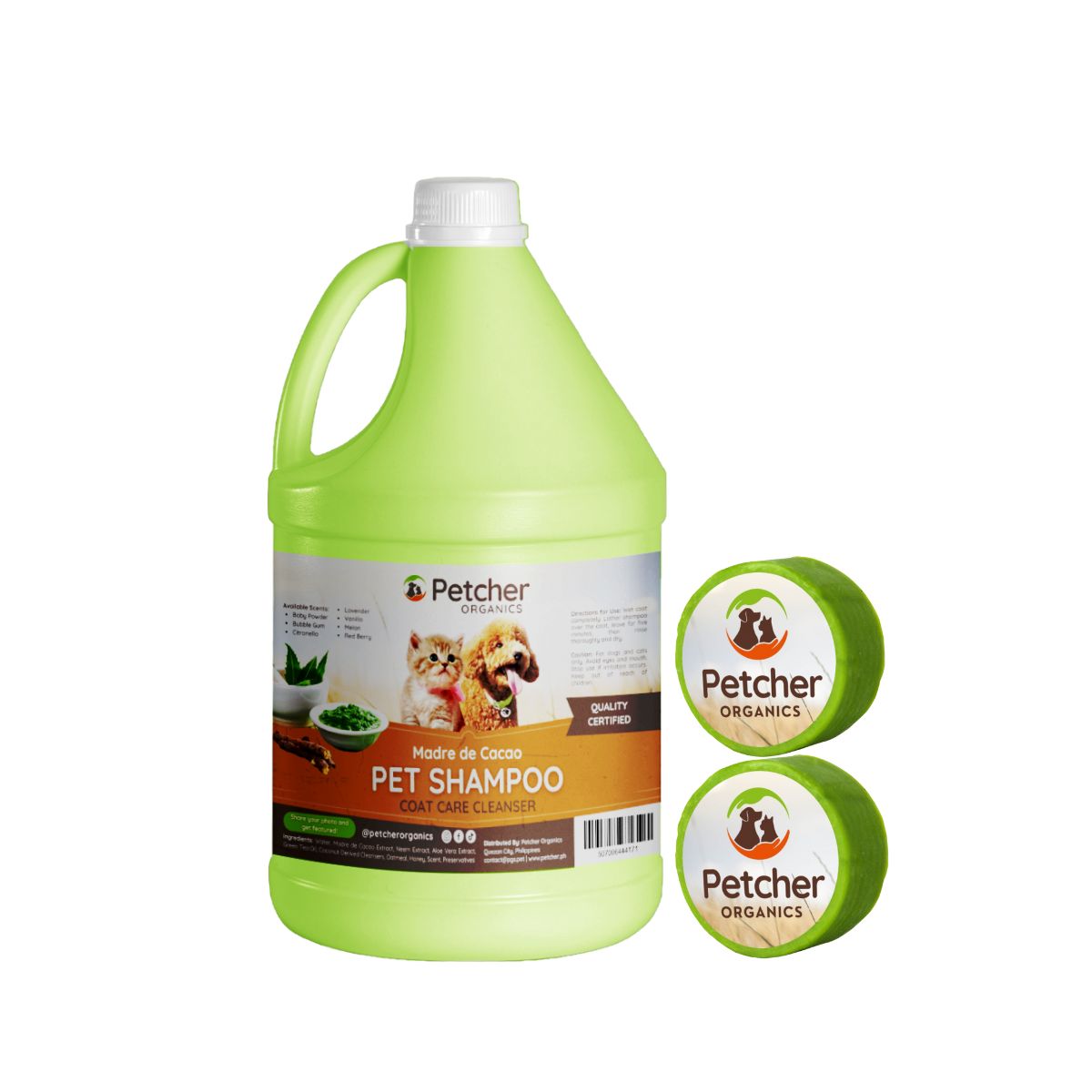 Petcher Madre de Cacao 1 Gallon 1 Liter 500ml Tick and Flea Pet Shampoo