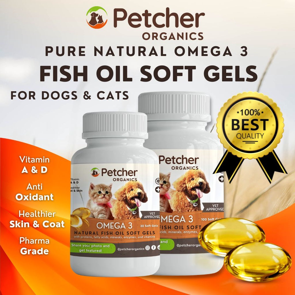 Petcher Omega 3 Fish Oil 100 Soft Gels for Dogs and Cats