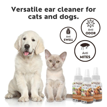 Petcher Pet Ear Cleanser 60ml Odor Remover for Dogs and Cats