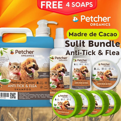 Petcher Madre De Cacao Pet Bundle Pack Tick And Flea Care for Dogs and Cats