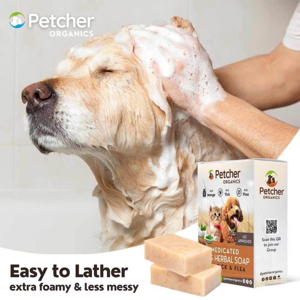 Petcher Herbal Tick and Flea Soap for Dogs and Cats