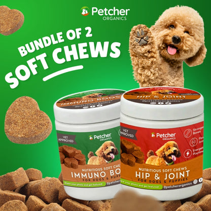 Petcher Bundle of 2 Soft Chews 300g Dog Treats for Immuno Boost and Joint Care