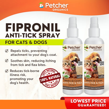 Petcher Tick and Flea Pet Spray 100ml for Dogs and Cats