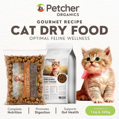 Petcher Cat Dry Food Fish Flavor 500g 1kg for Kittens and Cats