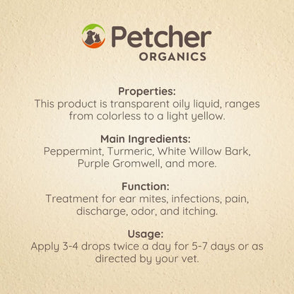 Petcher Pet Ear Drops 20ml Ear Mites and Itching Treatment for Dogs and Cats