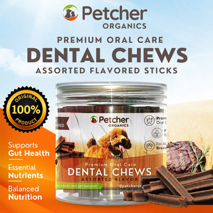 Petcher Assorted Flavor Dental Sticks in Jar for Puppies and Dogs