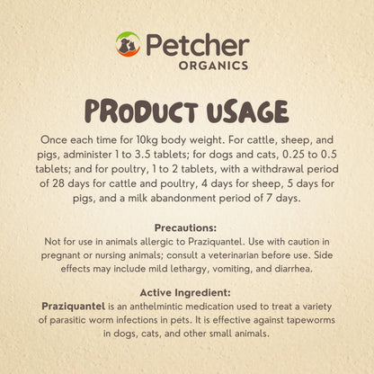 Petcher Praziquantel Tablet 1pc for Dogs and Cats