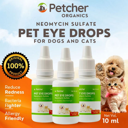 Petcher Neomycin Sulfate Pet Eye Drops 10ml for Dogs and Cats