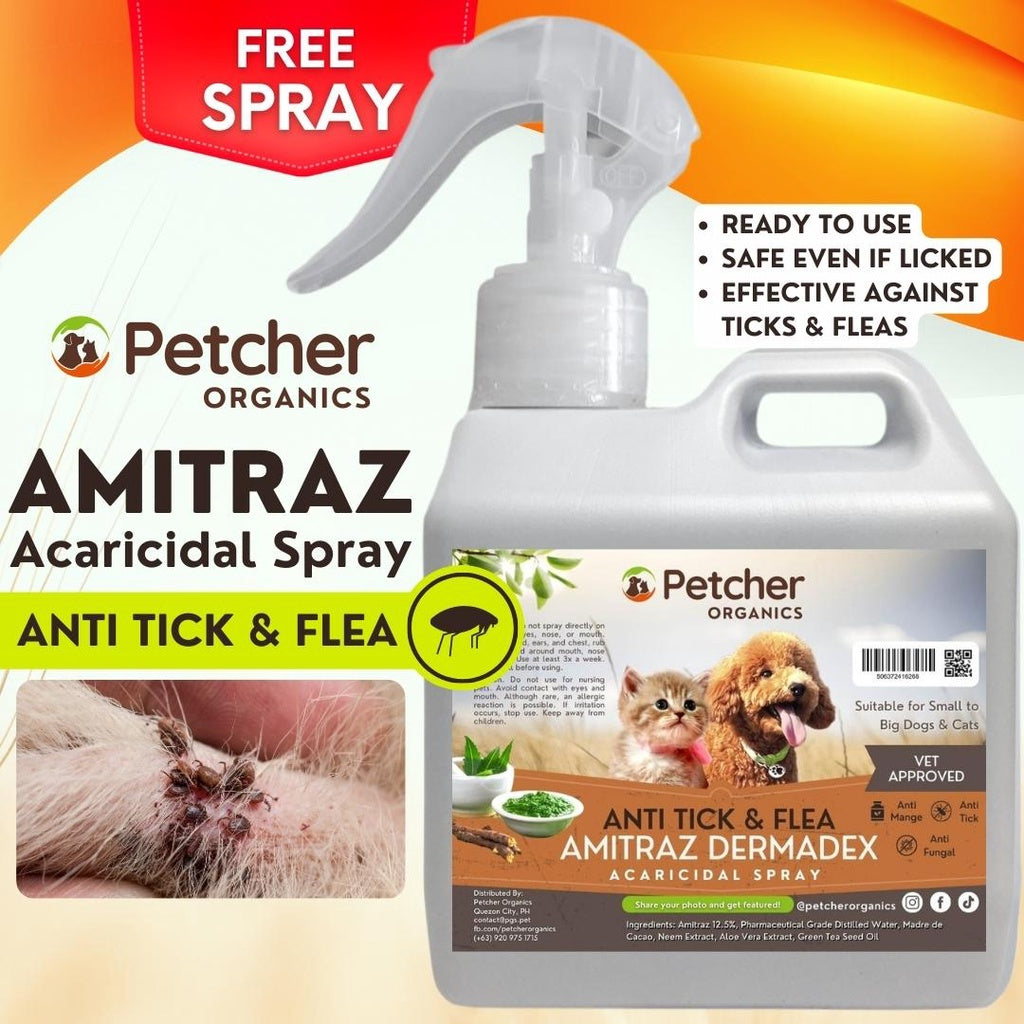 Petcher Amitraz Acaricidal Tick and Flea Spray 500ml for Dogs and Cats